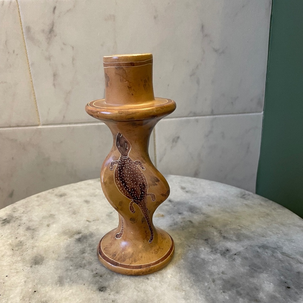 Kenyan Soap Stone Candle Holder